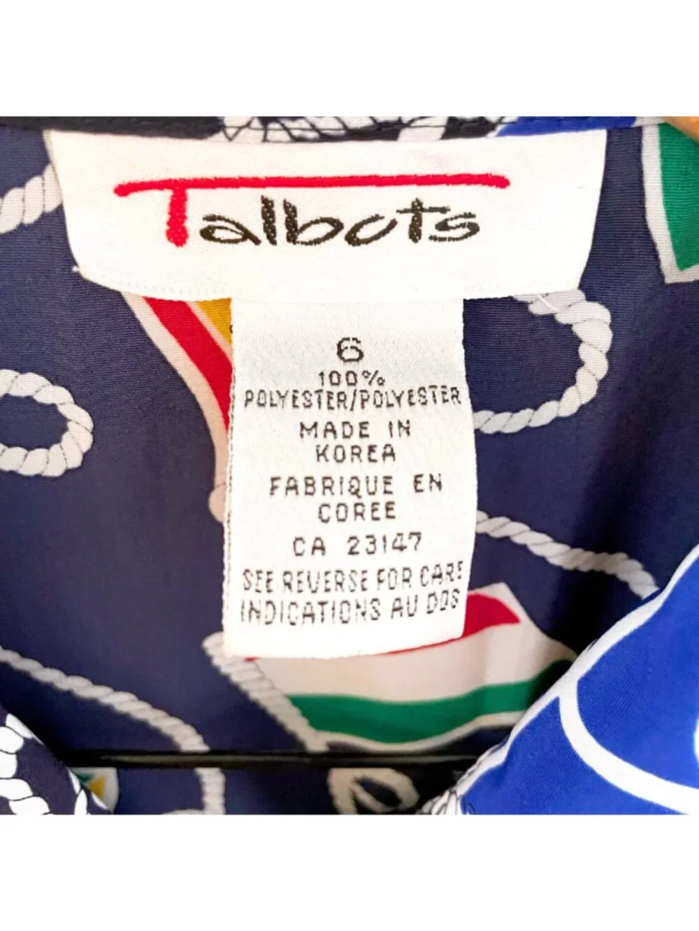 Vintage 1980s Talbots Summer Sailing Shirt Dress, Size 6